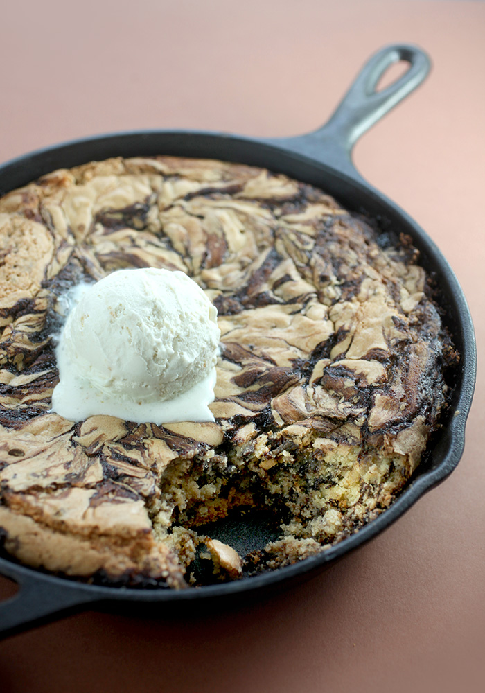 Marbled Peanut Butter Skillet Cookie