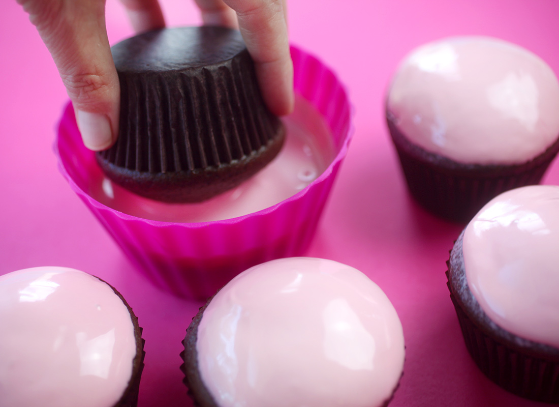 Candy dipped cupcakes