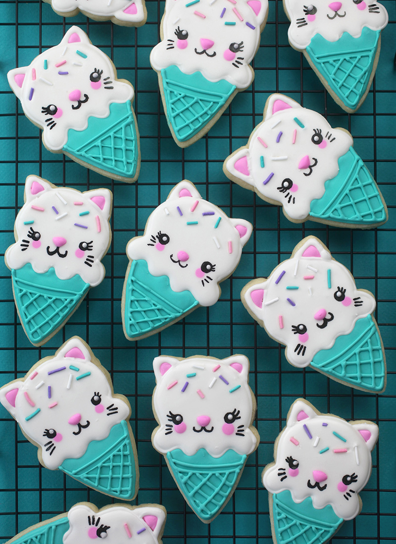 Ice Cream Cone Cat Cookies