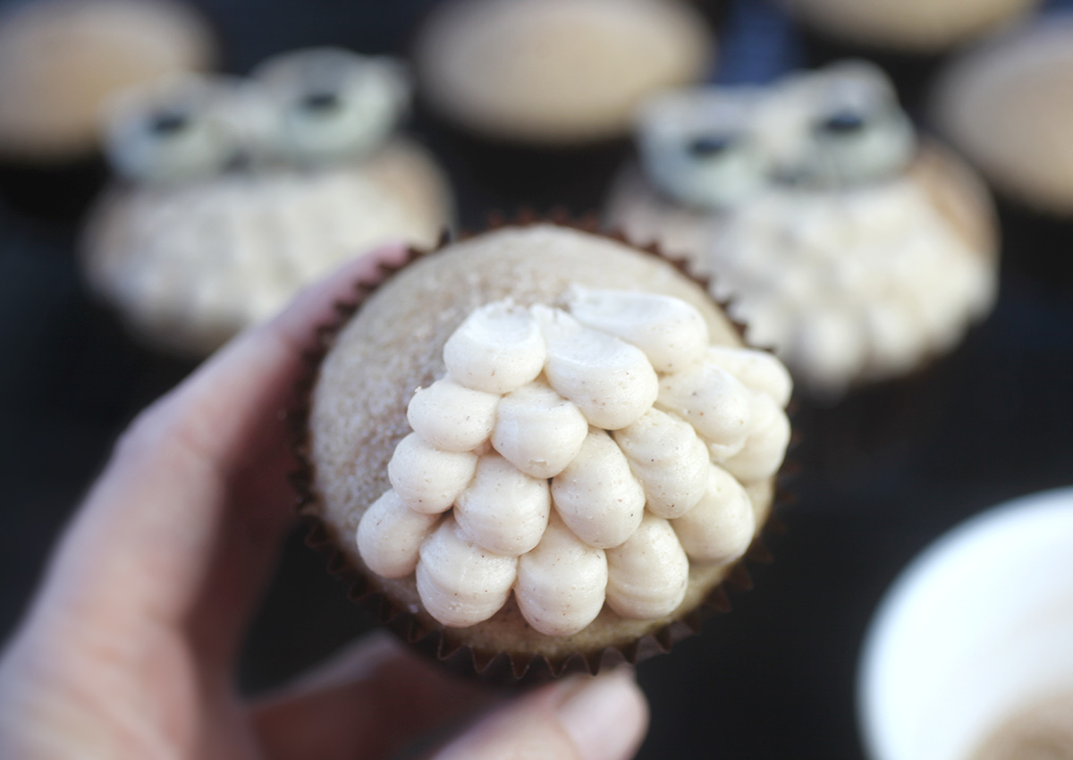 Piping Owl Cupcakes