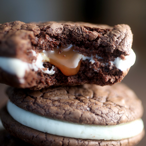 Brownie Caramel Sandwich Cookies