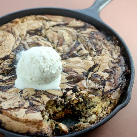 Marbled Peanut Butter Skillet Cookie