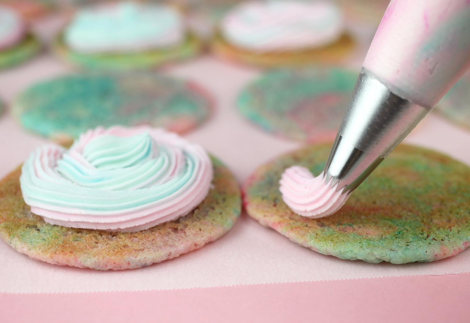 Piping Cotton Candy Cookies