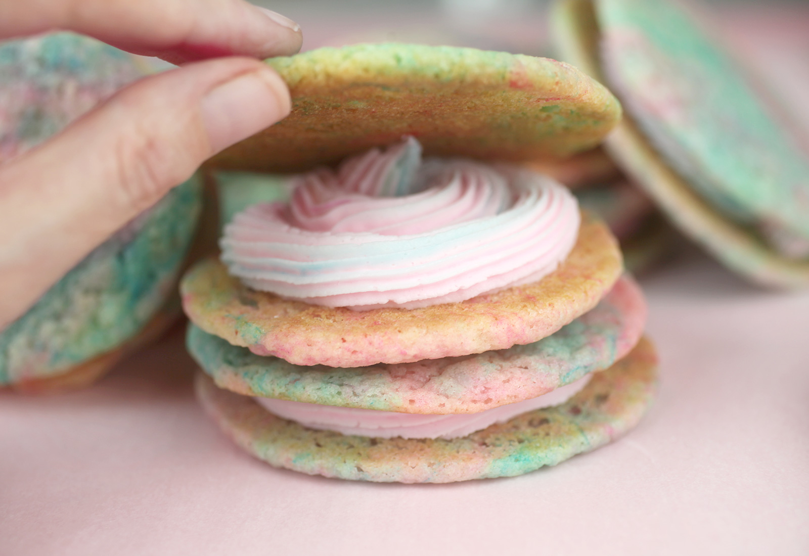 Cotton Candy Cookie Sandwiches