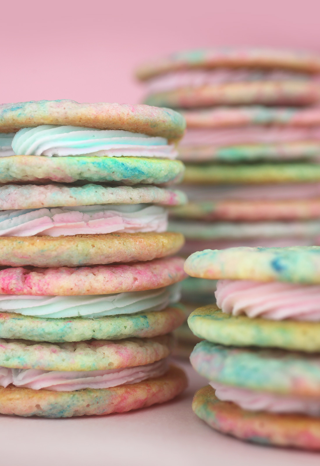 Cotton Candy Cookies Sandwiches