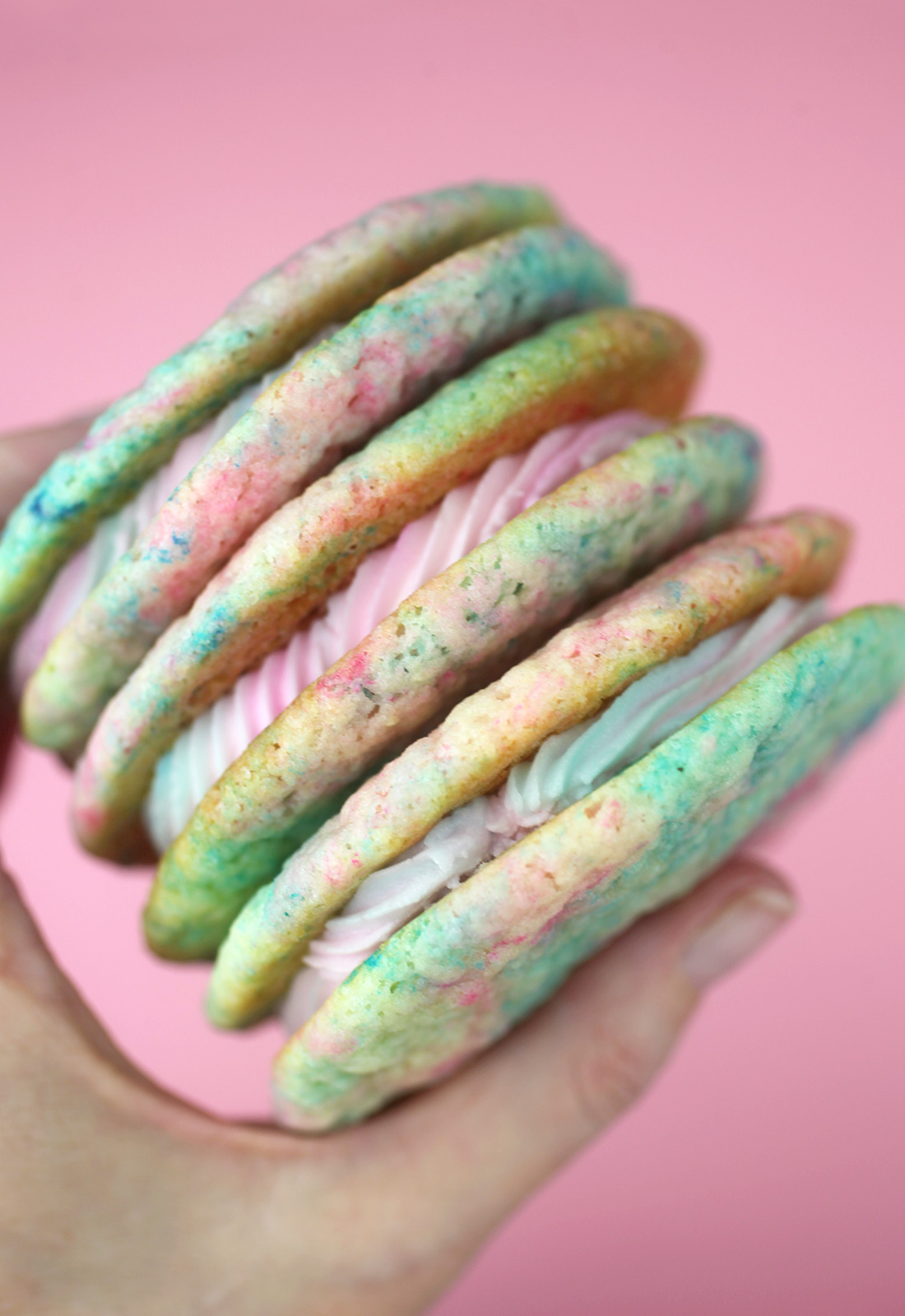 Cotton Candy Cookies Sandwiches