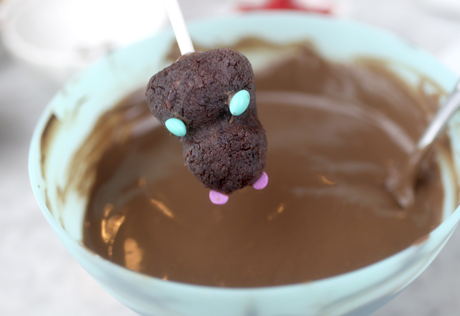 Dipping Beaver Cake Pops