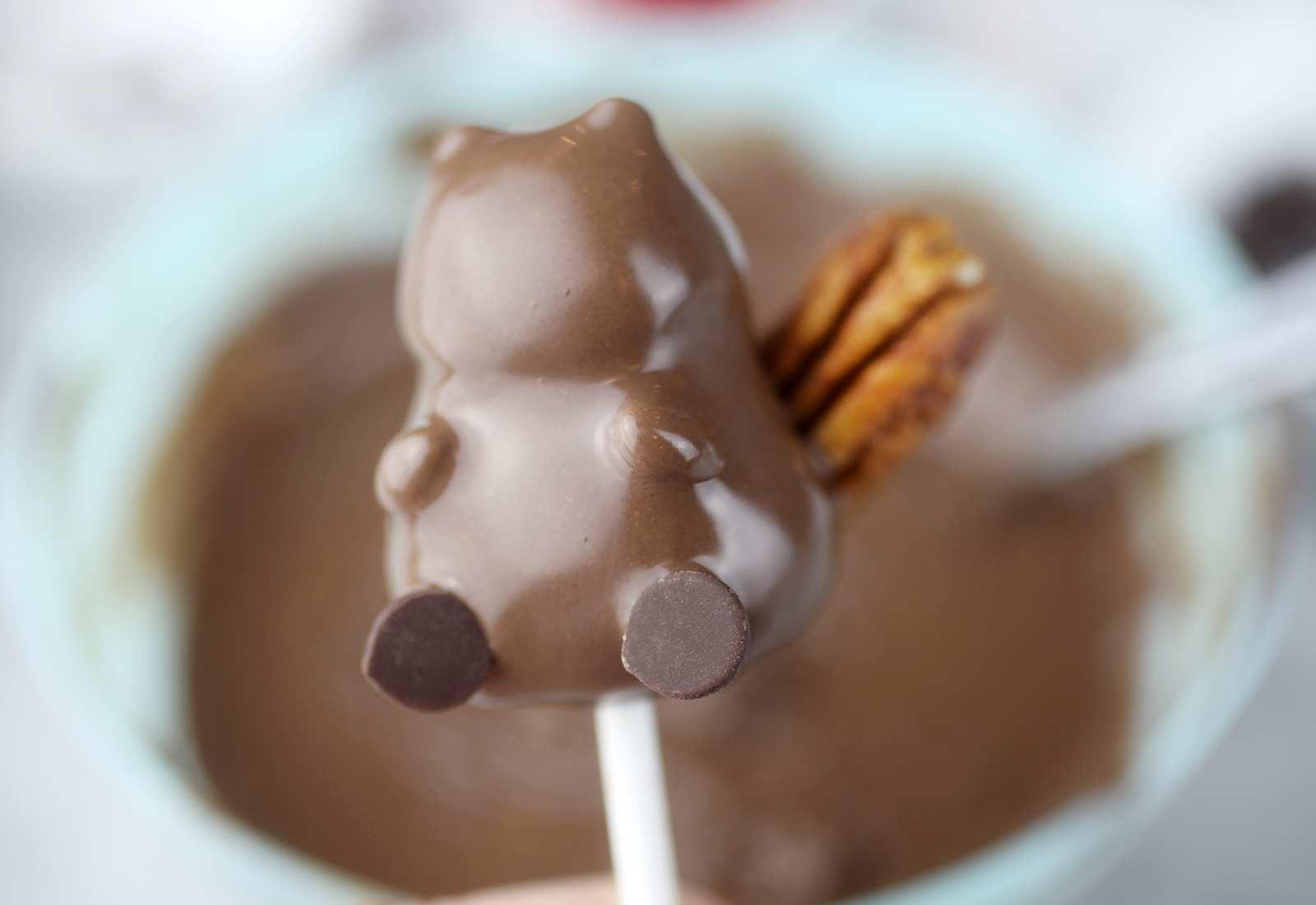 Dipped beaver cake pop