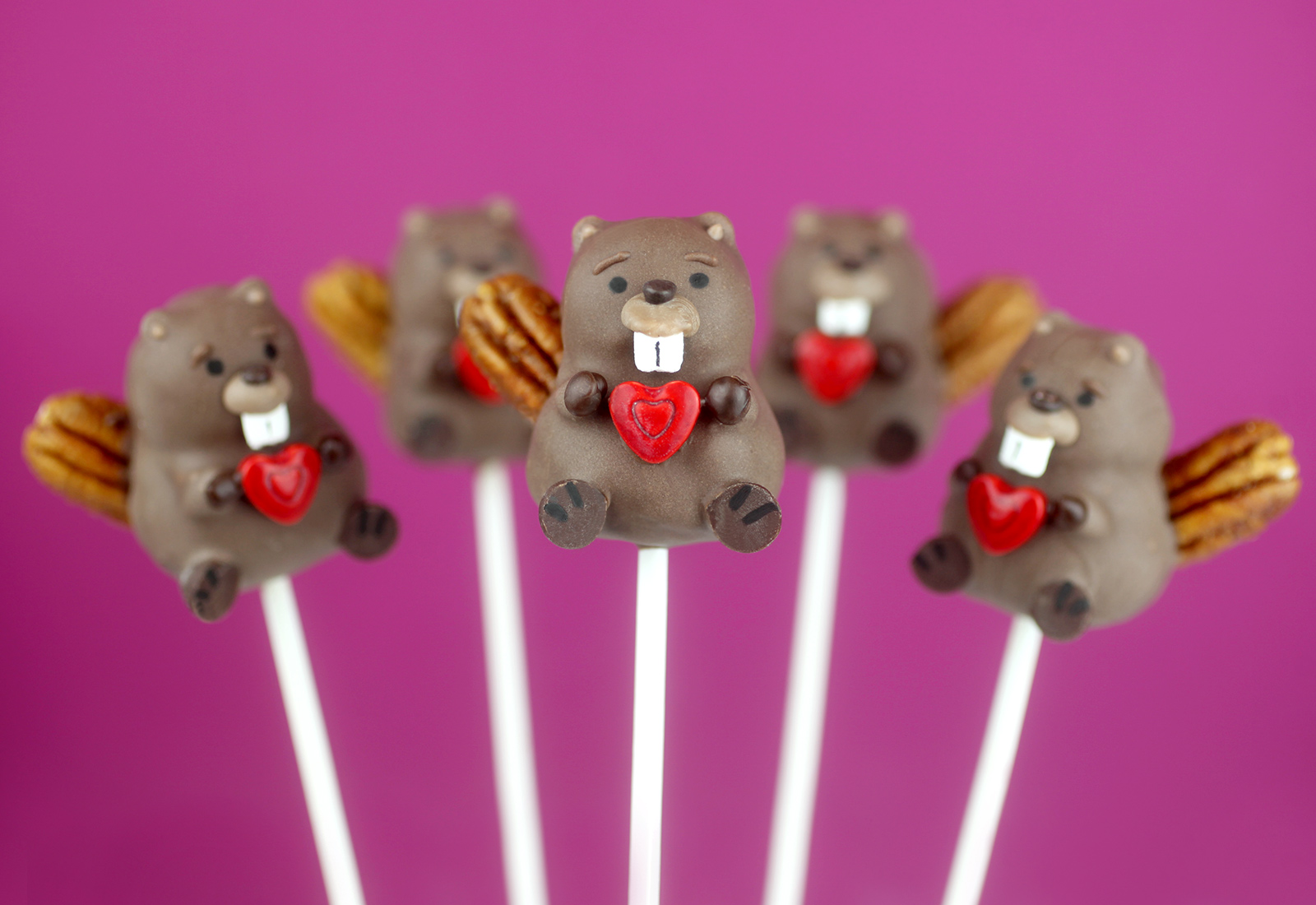 Beaver Cake Pops for Valentine's Day