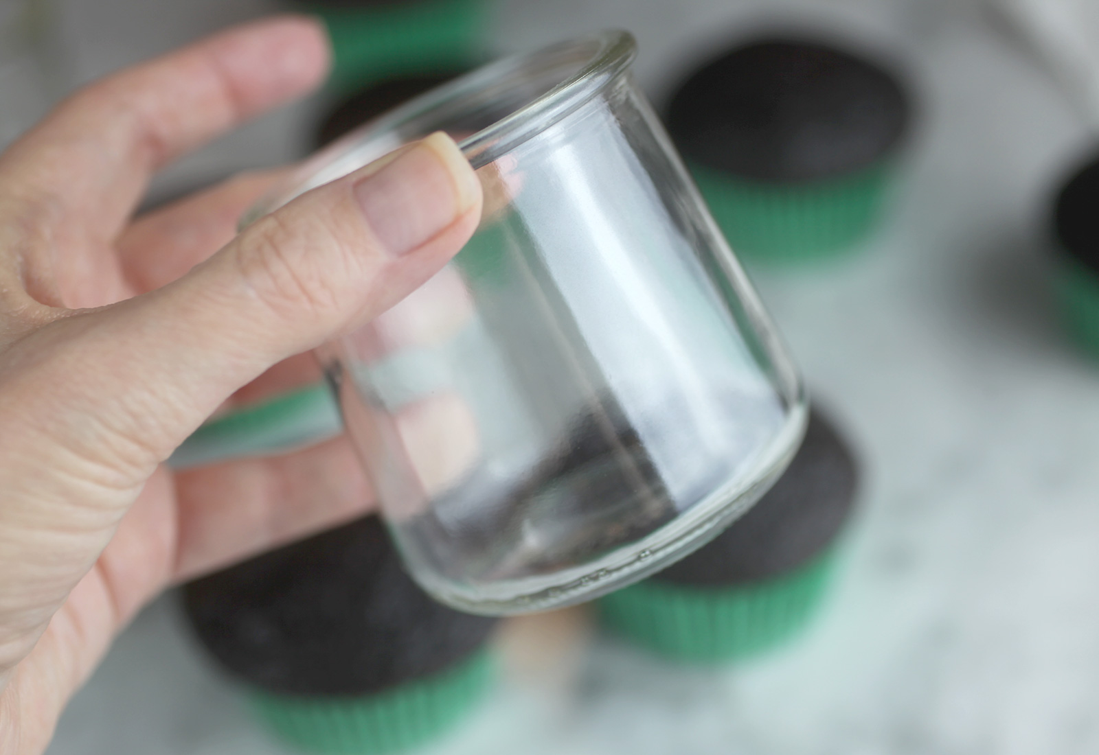 Oui Yogurt Glasses for mini cakes