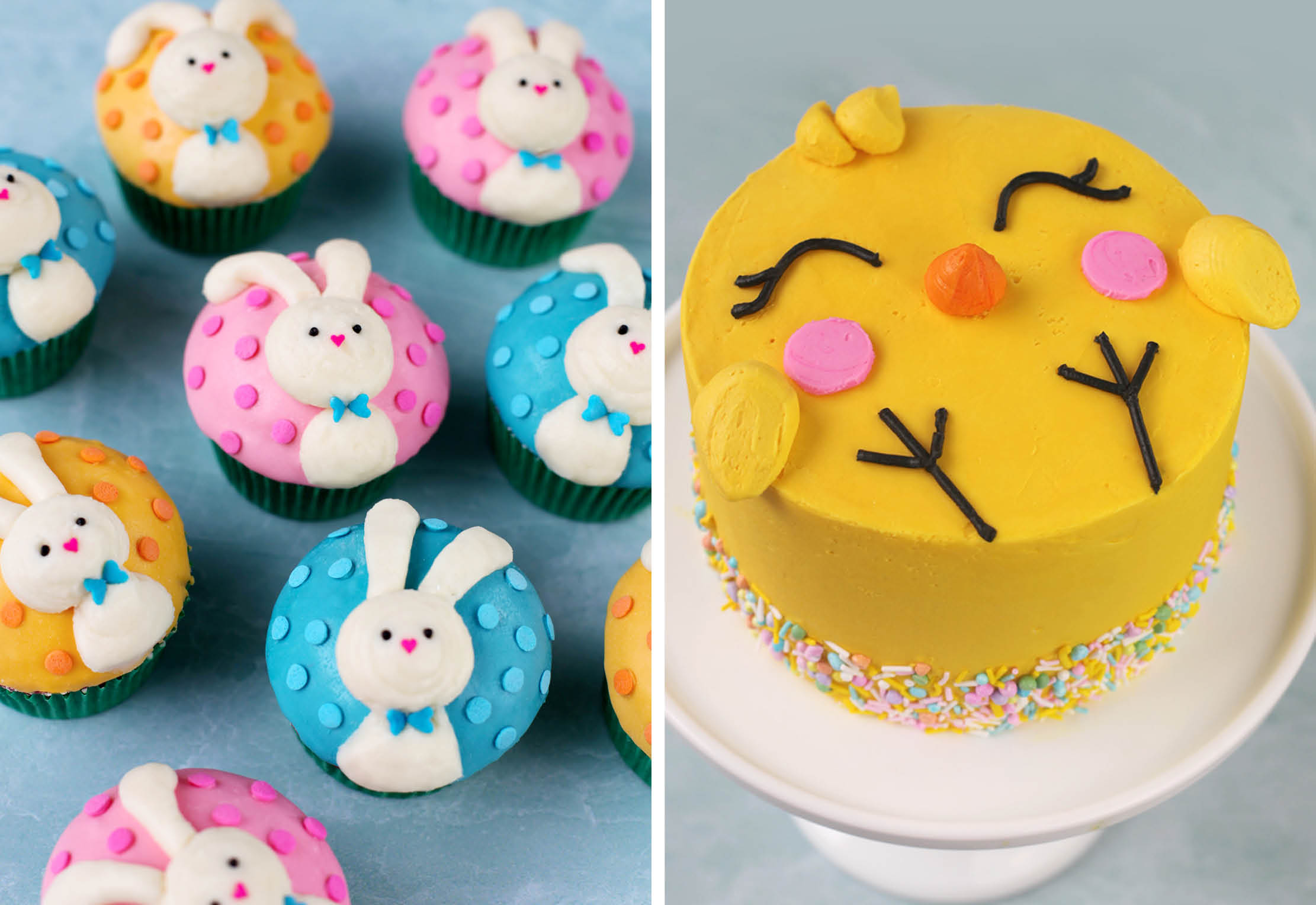 Easter Cupcakes and Chick Cake