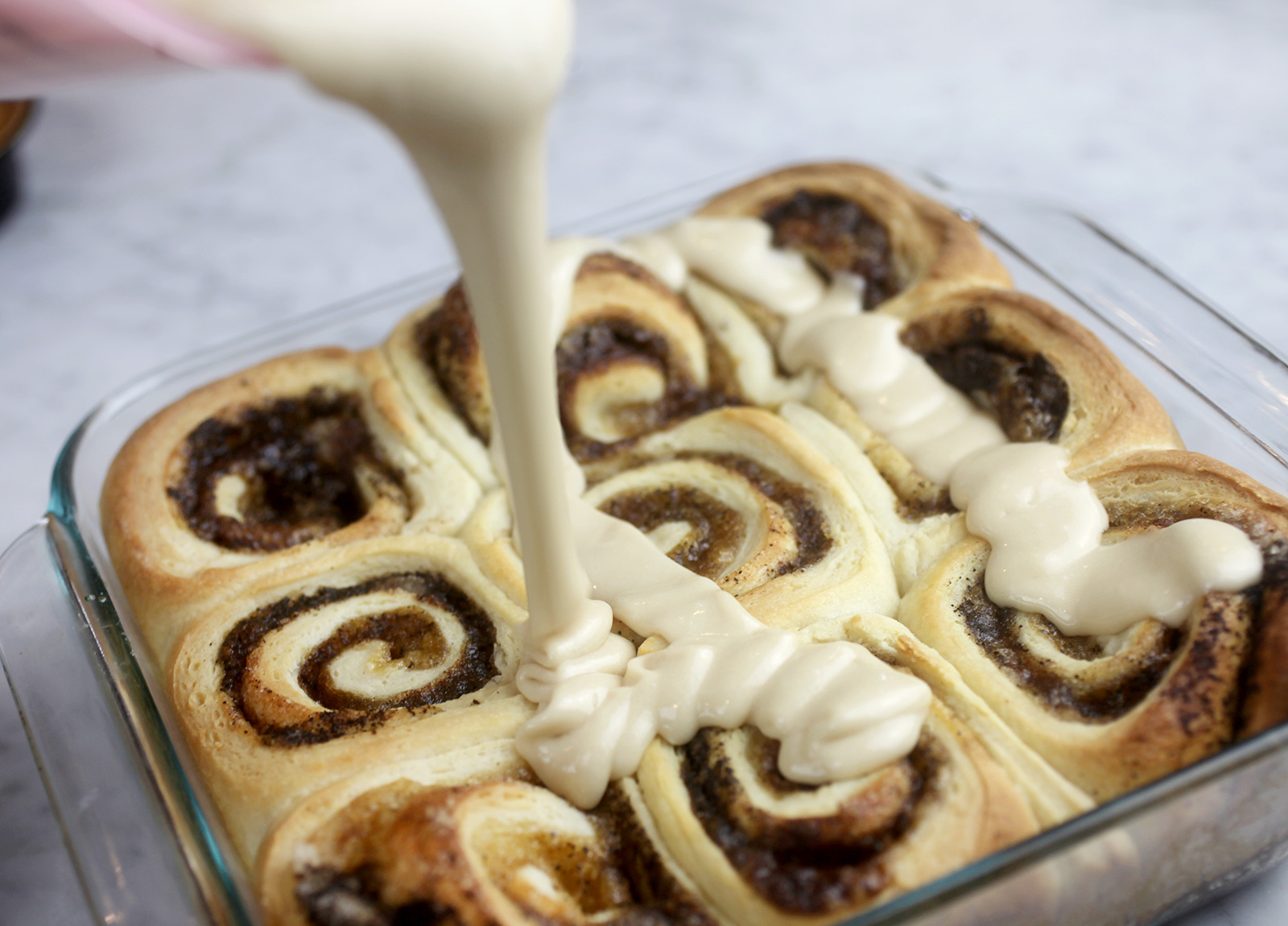 Glazing Cinnamon Rolls